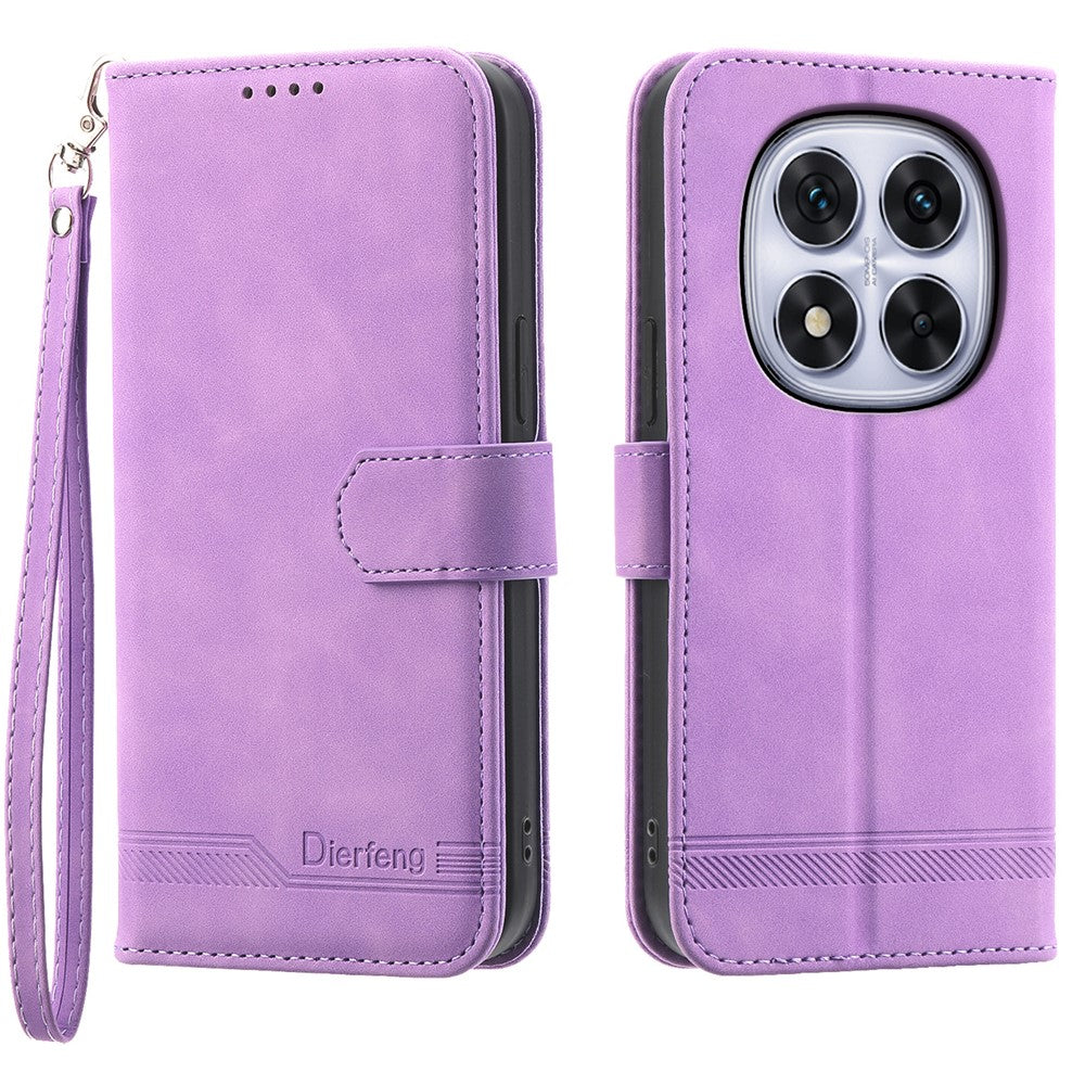 DIERFENG DF-03 For Xiaomi Redmi Note 14 Pro 5G / Poco X7 5G Leather Case Lines Imprint Wallet Phone Cover