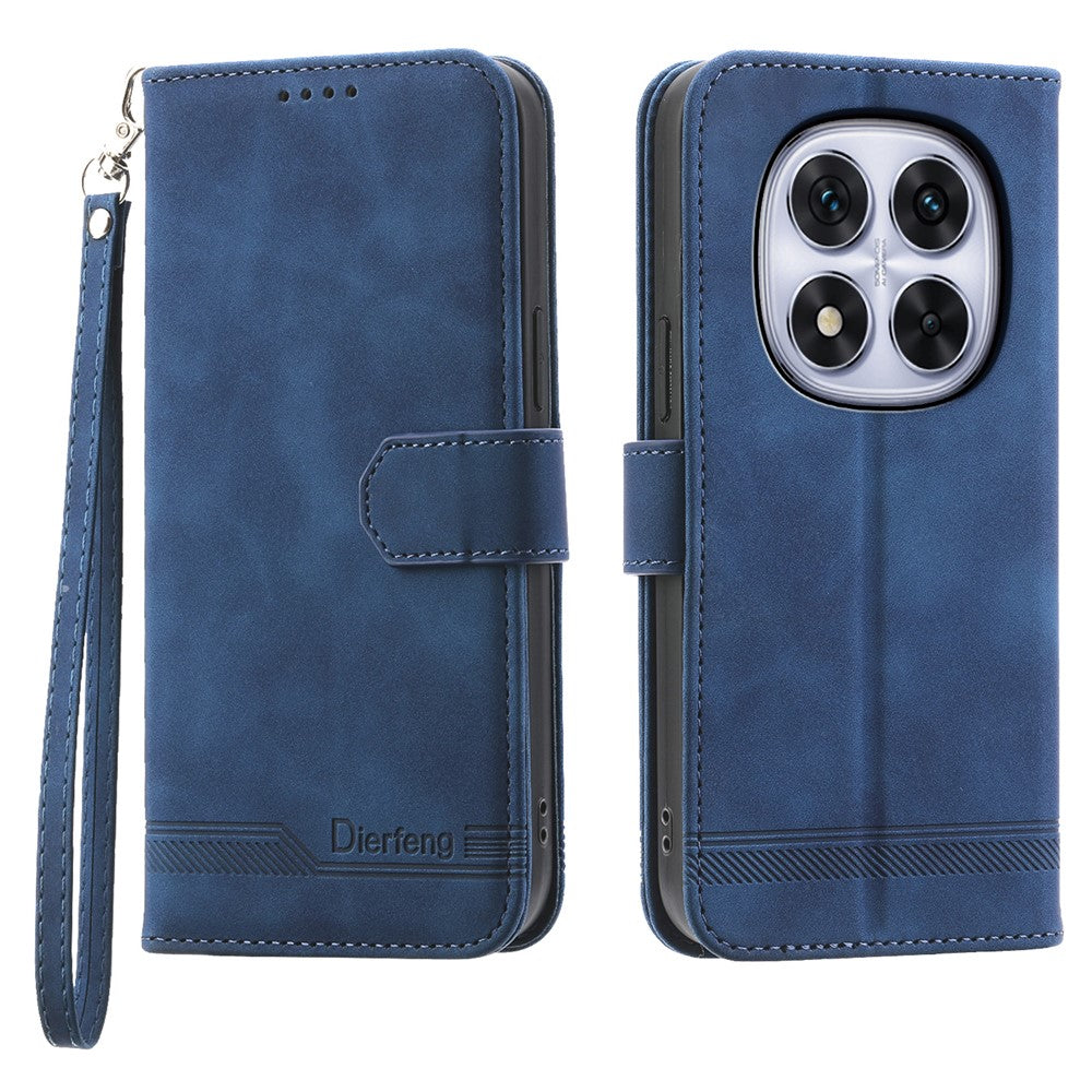 DIERFENG DF-03 For Xiaomi Redmi Note 14 Pro 5G / Poco X7 5G Leather Case Lines Imprint Wallet Phone Cover