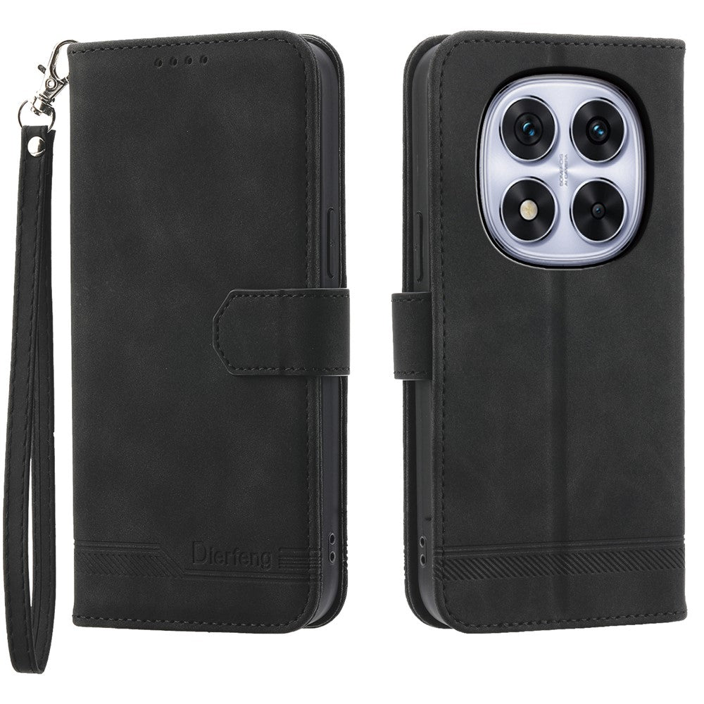 DIERFENG DF-03 For Xiaomi Redmi Note 14 Pro 5G / Poco X7 5G Leather Case Lines Imprint Wallet Phone Cover