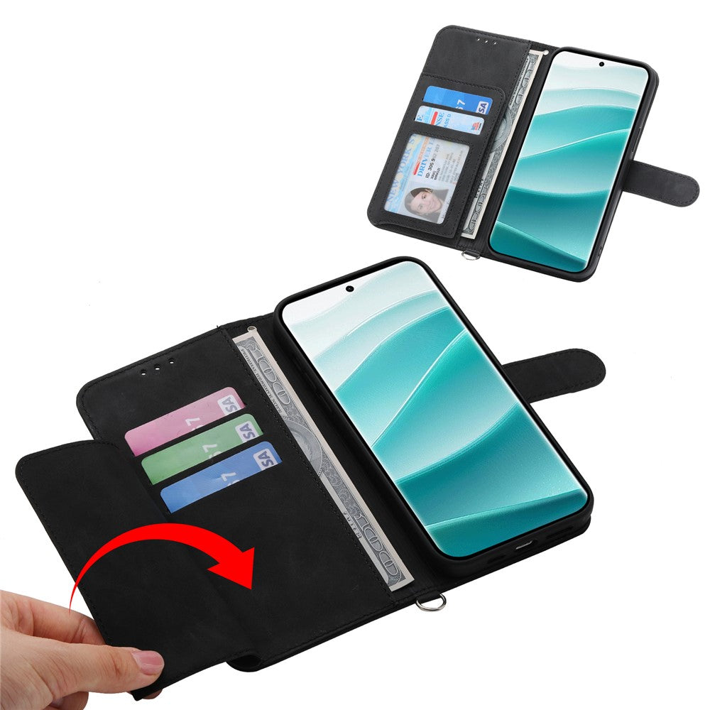 For Xiaomi Redmi Note 14 Pro 5G / Poco X7 5G Case Flower Pattern PU Leather Wallet Phone Cover with Strap