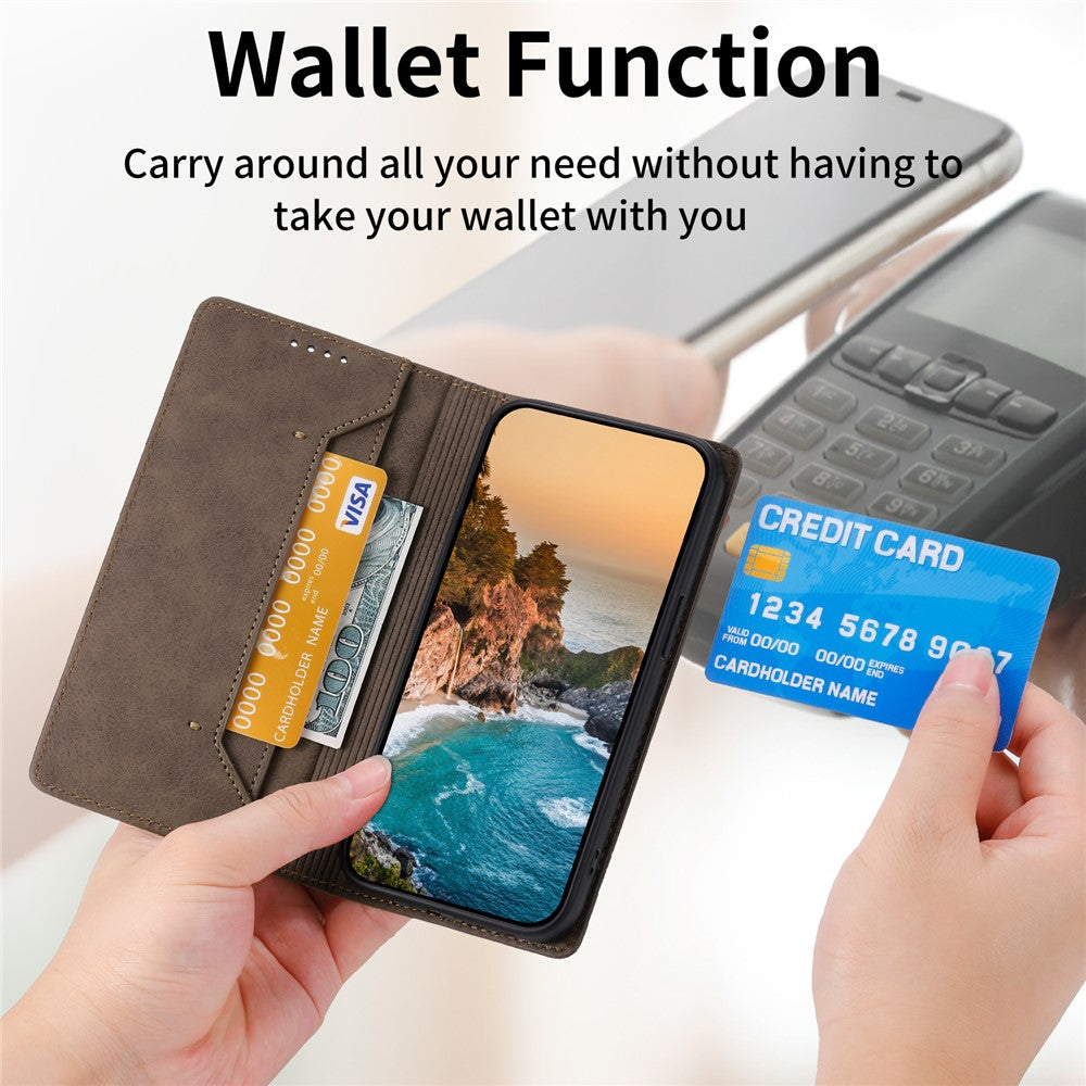 DF-05 For Samsung Galaxy S25 Wallet Case RFID Blocking PU Leather Phone Cover