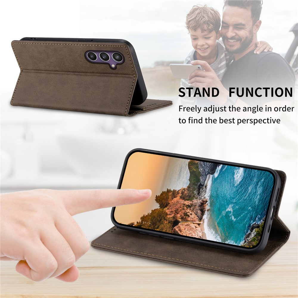 DF-05 For Samsung Galaxy S25 Wallet Case RFID Blocking PU Leather Phone Cover