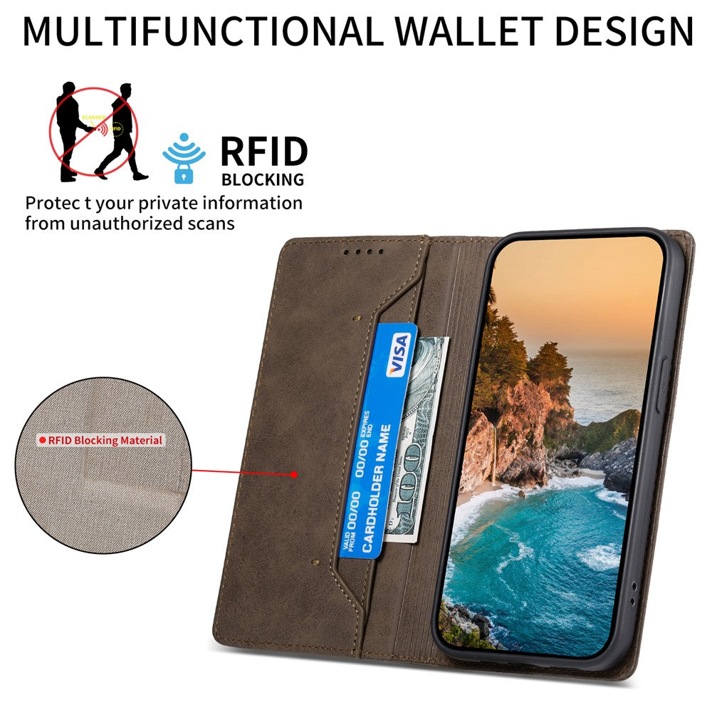 DF-05 For Samsung Galaxy S25 Wallet Case RFID Blocking PU Leather Phone Cover