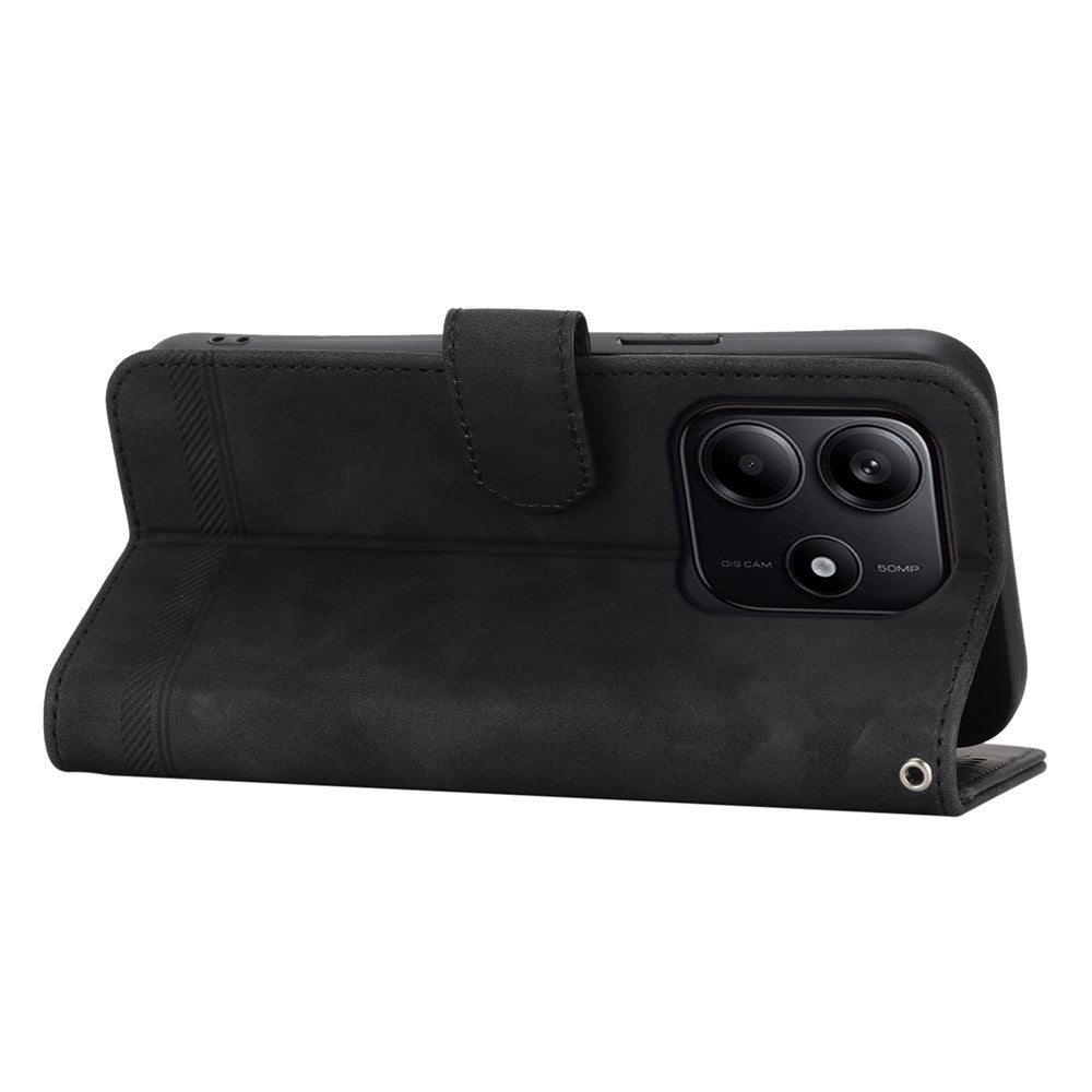 DIERFENG DF-03 For Xiaomi Redmi Note 14 5G Leather Case Lines Imprint Wallet Phone Cover
