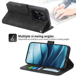 DIERFENG DF-03 For Xiaomi Redmi Note 14 5G Leather Case Lines Imprint Wallet Phone Cover
