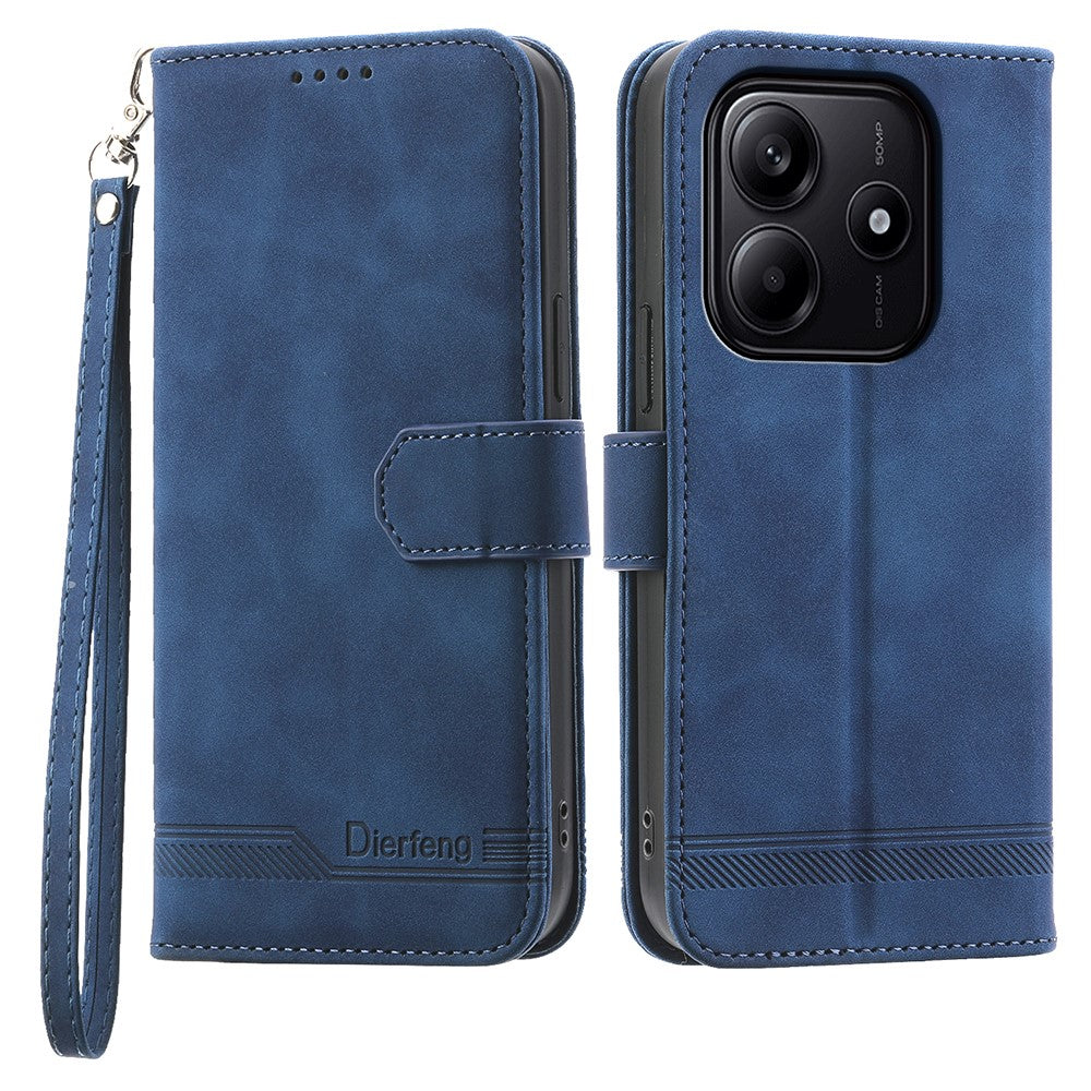 DIERFENG DF-03 For Xiaomi Redmi Note 14 5G Leather Case Lines Imprint Wallet Phone Cover