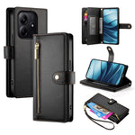 DF-011 For Xiaomi Redmi Note 14 5G Case Zipper Pocket Wallet Leather Phone Cover with Straps