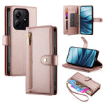 DF-011 For Xiaomi Redmi Note 14 5G Case Zipper Pocket Wallet Leather Phone Cover with Straps