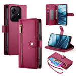 DF-011 For Xiaomi Redmi Note 14 5G Case Zipper Pocket Wallet Leather Phone Cover with Straps