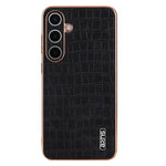 AZNS For Samsung Galaxy S25 Case Electroplating Crocodile Texture PU+TPU Phone Cover