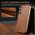 AZNS For Samsung Galaxy S25 Case Electroplating Crocodile Texture PU+TPU Phone Cover