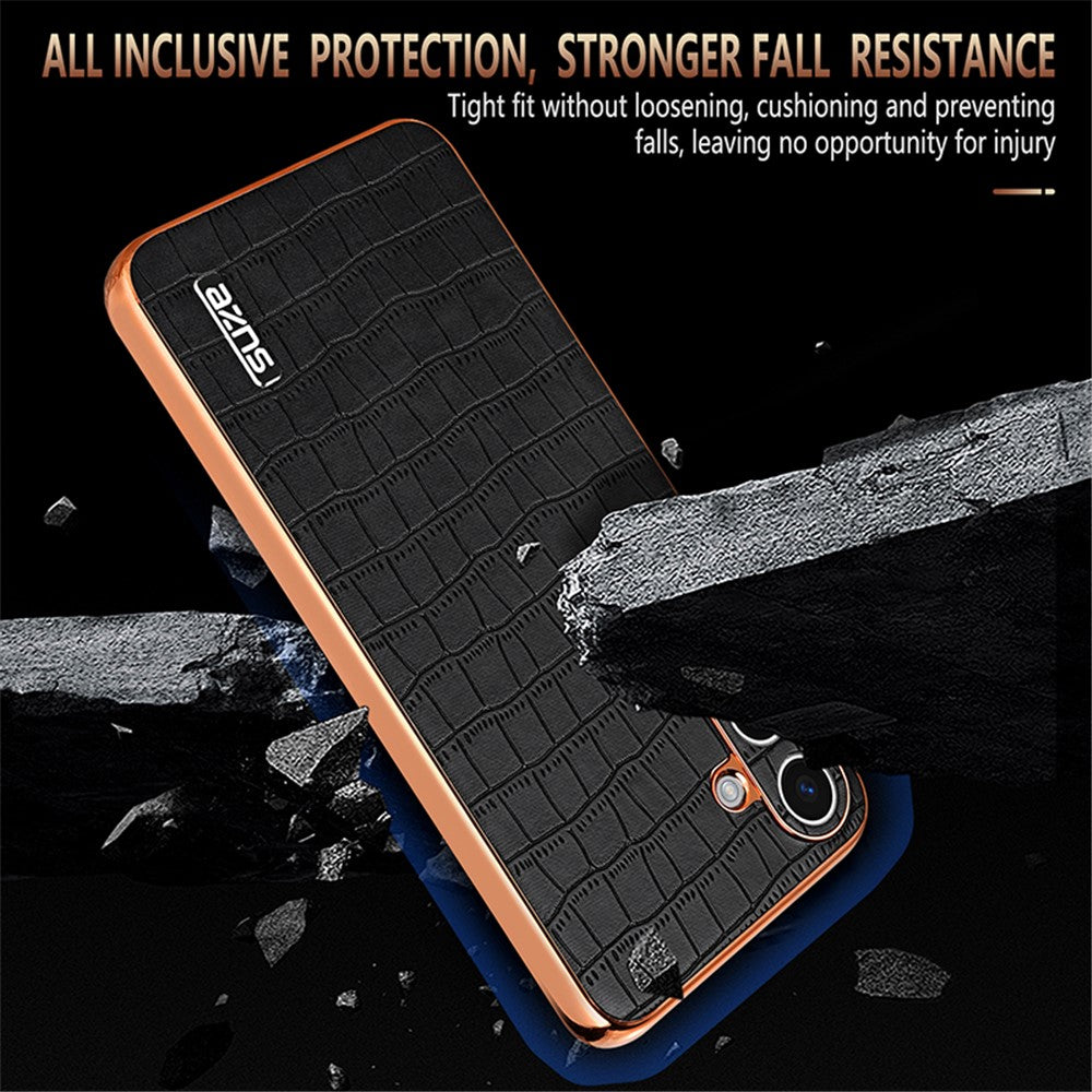 AZNS For Samsung Galaxy S25 Case Electroplating Crocodile Texture PU+TPU Phone Cover