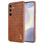 AZNS For Samsung Galaxy S25 Case Electroplating Crocodile Texture PU+TPU Phone Cover