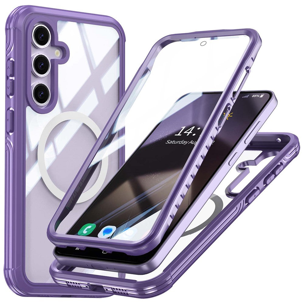 Samsung Galaxy S24 FE Magnetiskt Skal PC+TPU mobilskydd med Härdat Glas Skärmfilm