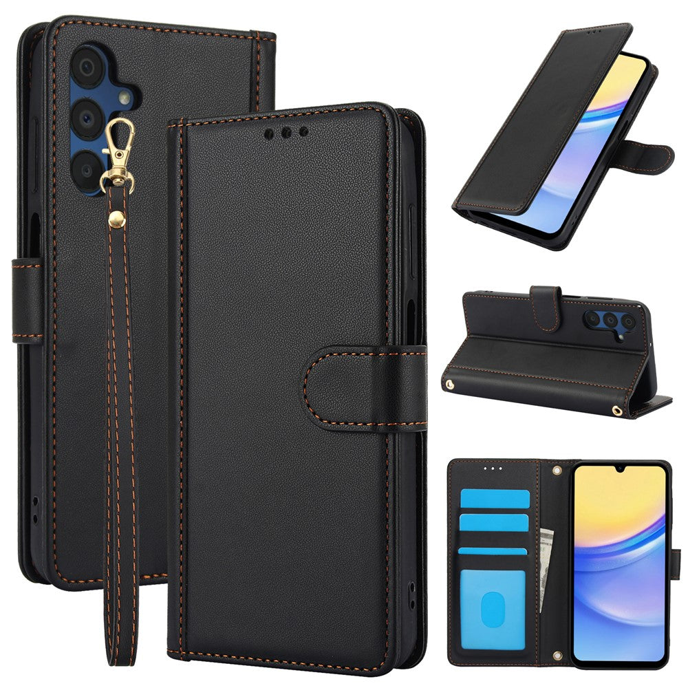 SY-003 Til Samsung Galaxy A37 5G / A56 5G / A36 5G etui PU-læder stander visning telefonpungcover med håndrem