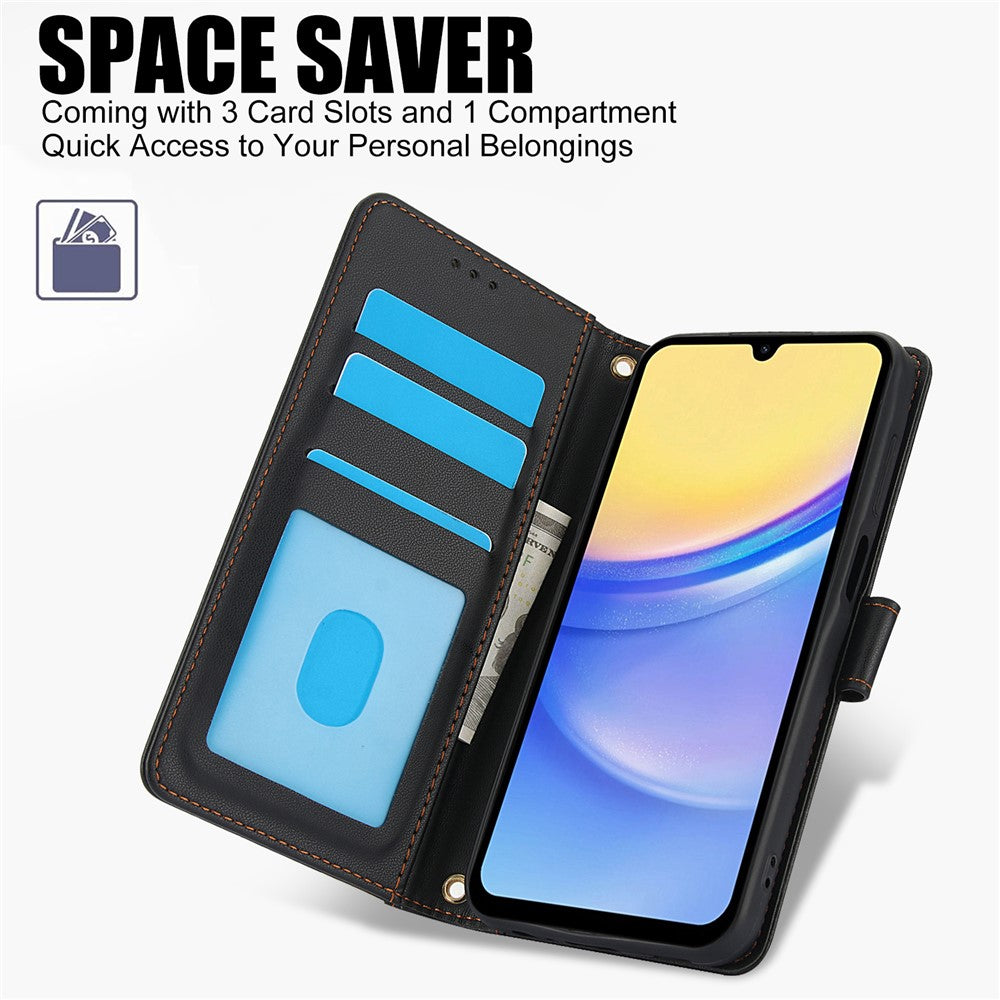 SY-003 Til Samsung Galaxy A37 5G / A56 5G / A36 5G etui PU-læder stander visning telefonpungcover med håndrem