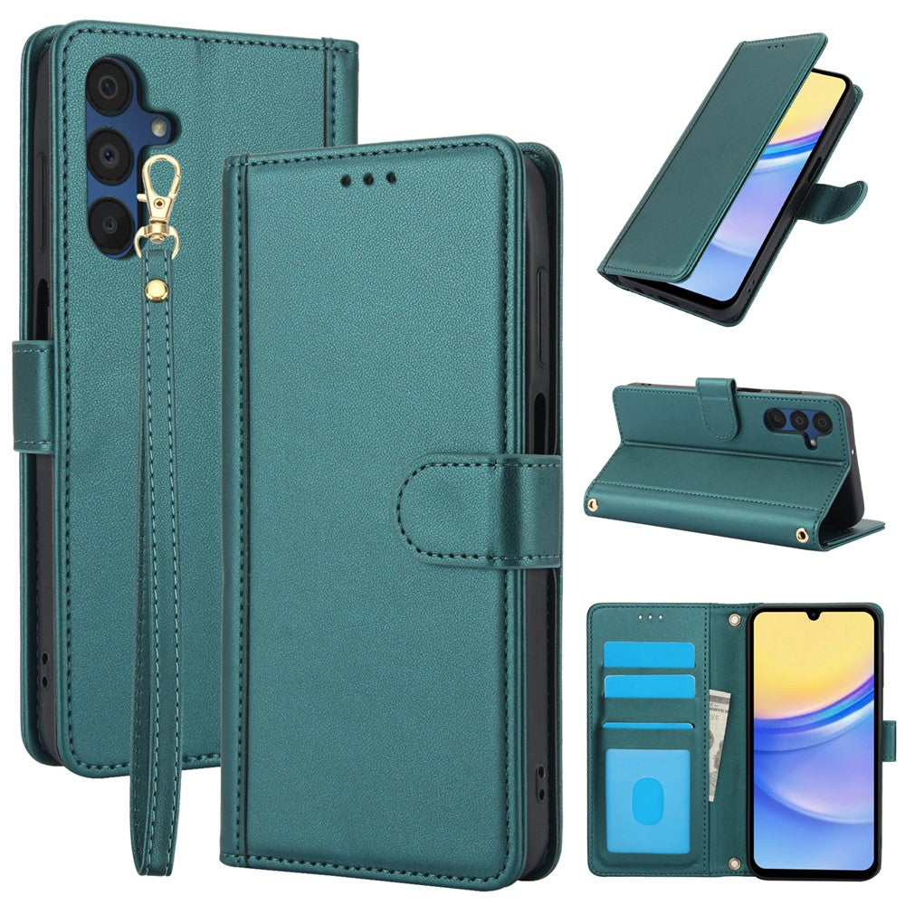 SY-003 Til Samsung Galaxy A37 5G / A56 5G / A36 5G etui PU-læder stander visning telefonpungcover med håndrem
