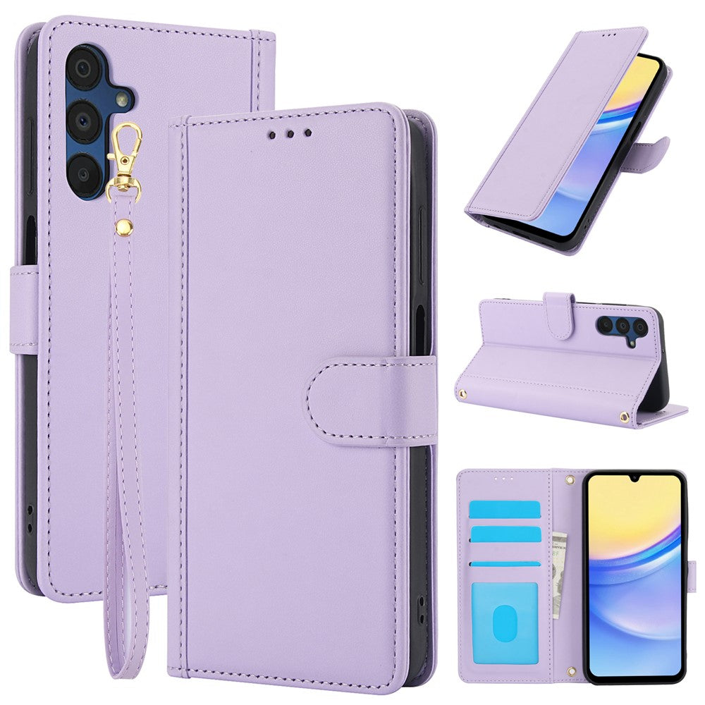 SY-003 Til Samsung Galaxy A37 5G / A56 5G / A36 5G etui PU-læder stander visning telefonpungcover med håndrem