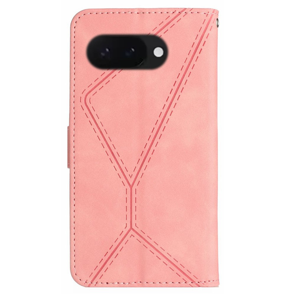 HT05 For Google Pixel 9a Case Skin-Touch Lines PU Leather Flip Phone Cover