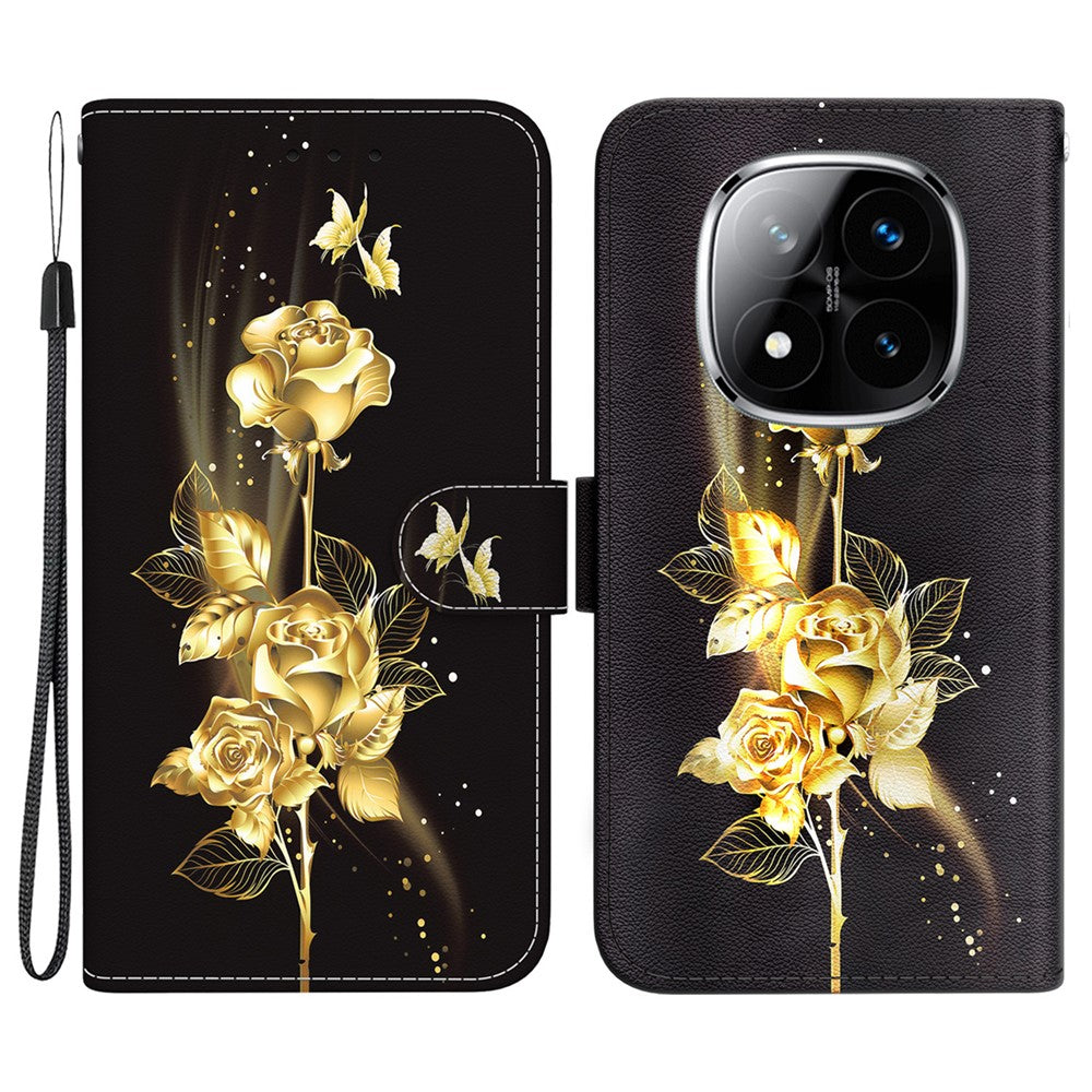 For Xiaomi Redmi Note 14 Pro 5G / Poco X7 5G Wallet Phone Case Anti-Drop Leather Flip Cover Pattern Printing