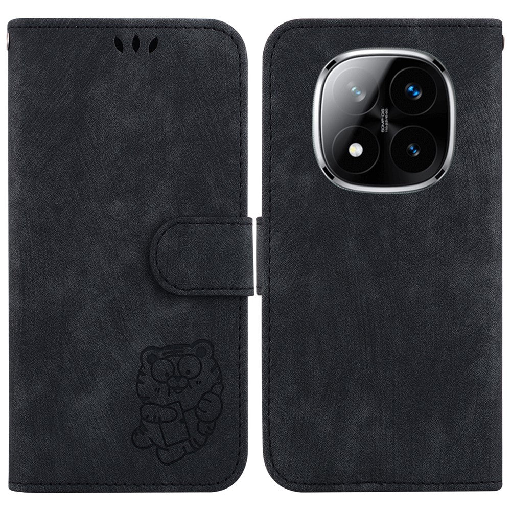 For Xiaomi Redmi Note 14 Pro 5G / Poco X7 5G Wallet Case Tiger Imprint Leather Shockproof Phone Cover