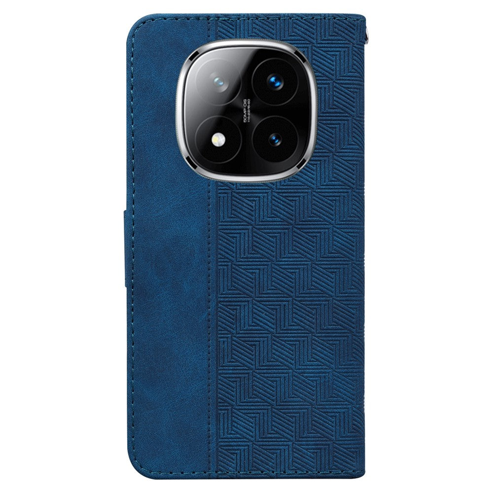 For Xiaomi Redmi Note 14 Pro 5G / Poco X7 5G Case Geometry Pattern Leather Wallet Phone Cover with Wrist Strap