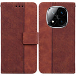 For Xiaomi Redmi Note 14 Pro 5G / Poco X7 5G Case Geometry Pattern Leather Wallet Phone Cover with Wrist Strap