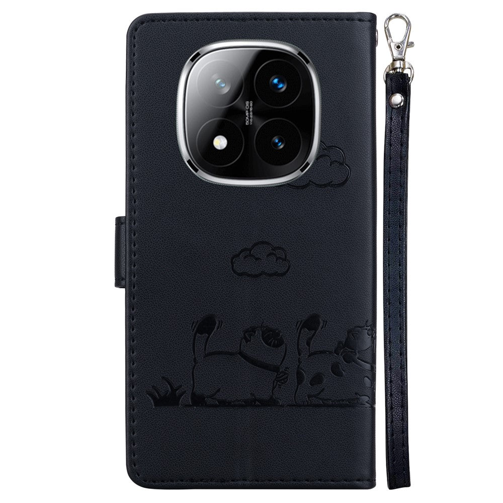 For Xiaomi Redmi Note 14 Pro 5G / Poco X7 5G Case RFID Blocking Kitten Pattern TPU+PU Leather Phone Cover