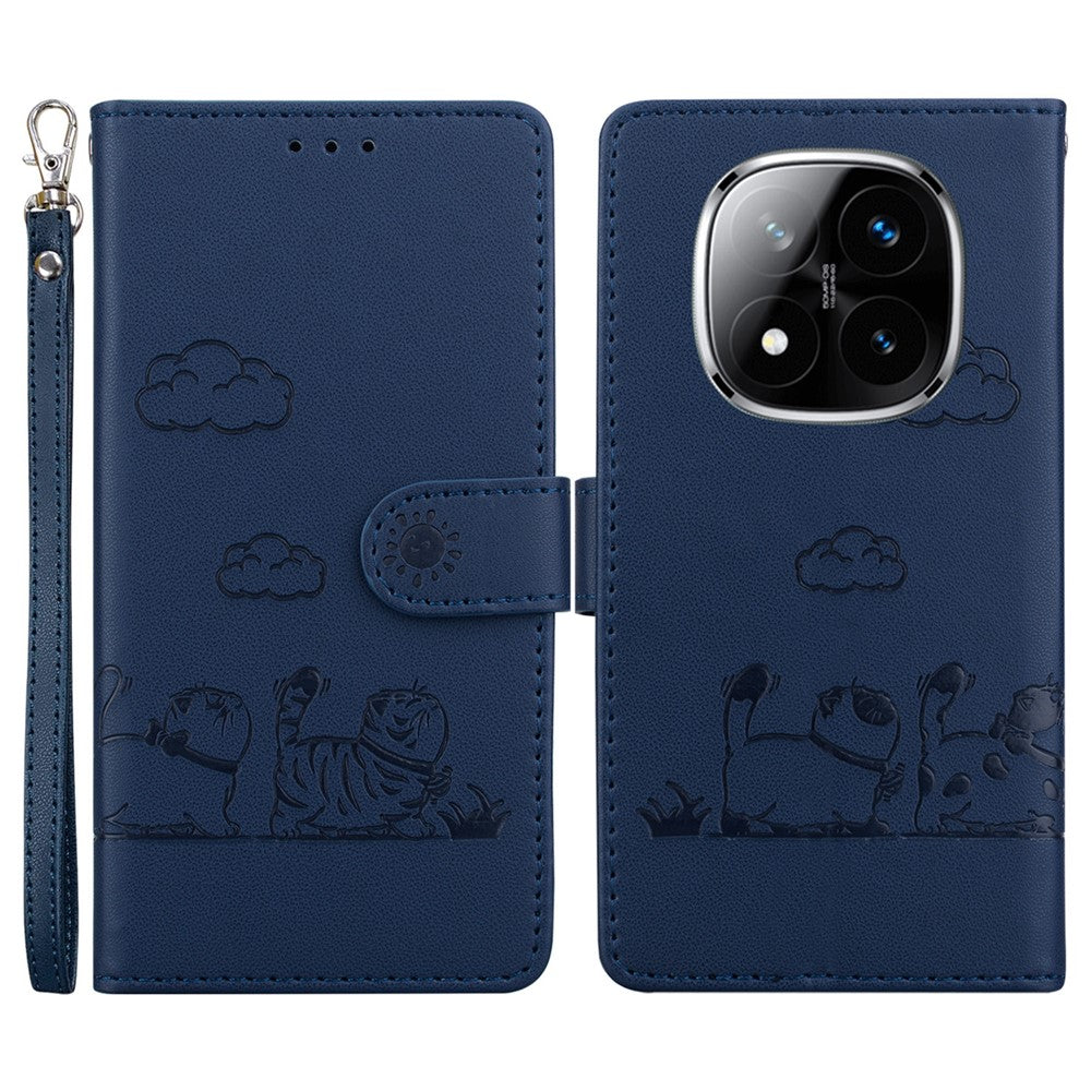 For Xiaomi Redmi Note 14 Pro 5G / Poco X7 5G Case RFID Blocking Kitten Pattern TPU+PU Leather Phone Cover