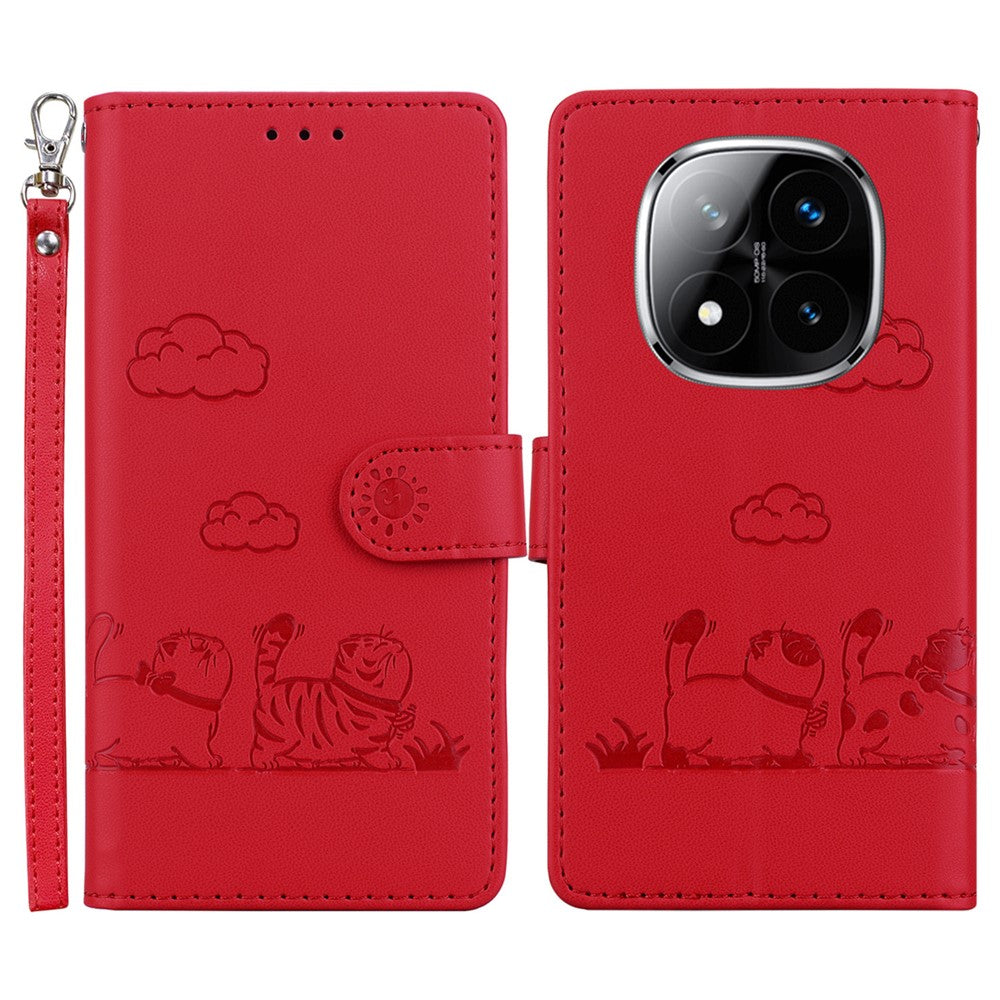 For Xiaomi Redmi Note 14 Pro 5G / Poco X7 5G Case RFID Blocking Kitten Pattern TPU+PU Leather Phone Cover