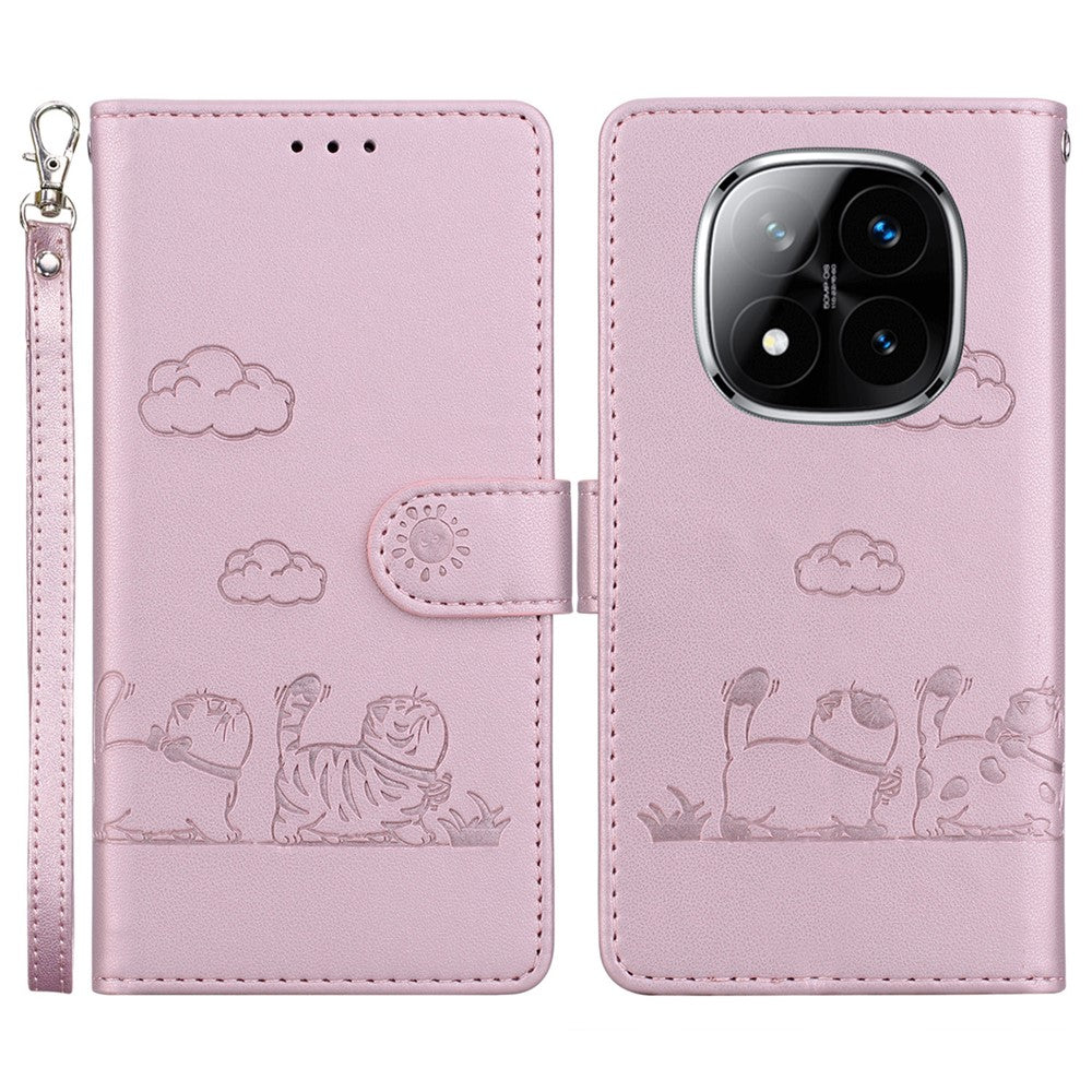 For Xiaomi Redmi Note 14 Pro 5G / Poco X7 5G Case RFID Blocking Kitten Pattern TPU+PU Leather Phone Cover
