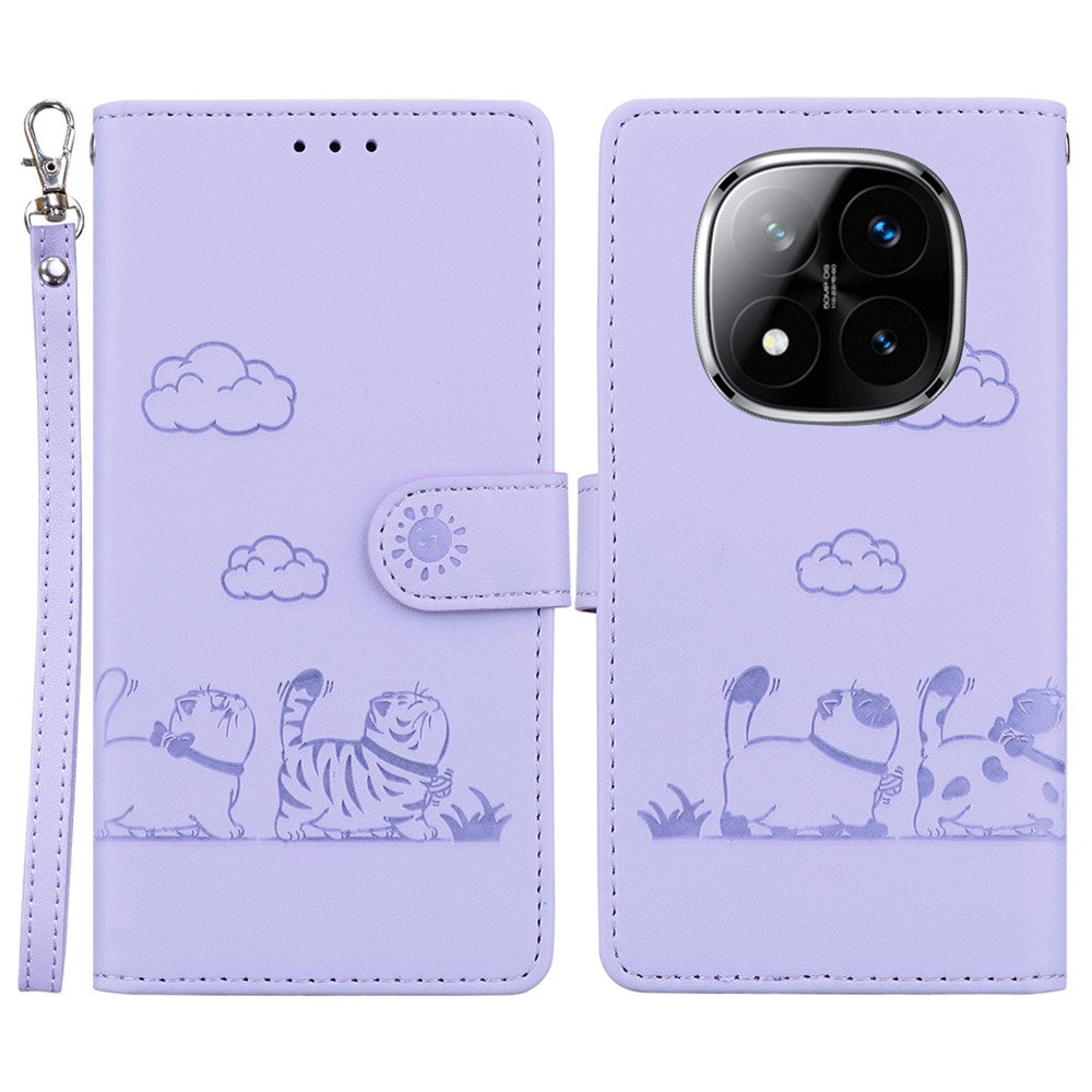 For Xiaomi Redmi Note 14 Pro 5G / Poco X7 5G Case RFID Blocking Kitten Pattern TPU+PU Leather Phone Cover