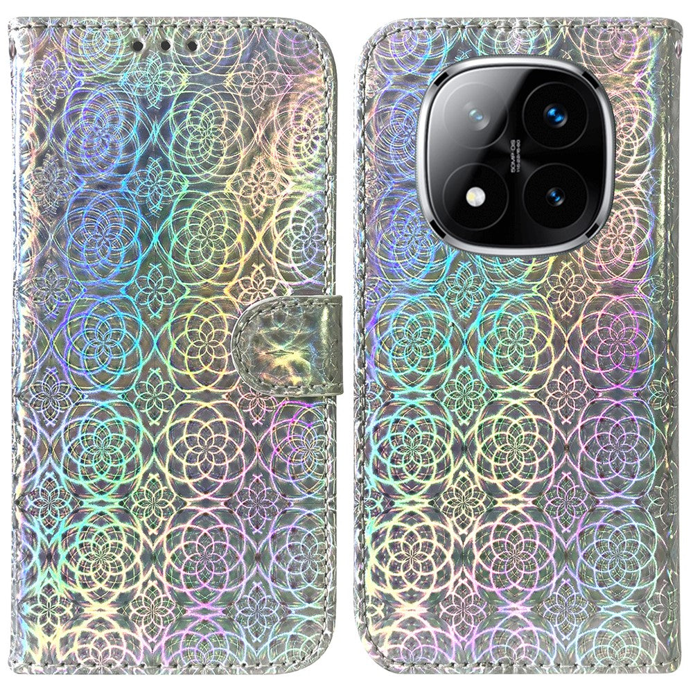 For Xiaomi Redmi Note 14 Pro 5G / Poco X7 5G Stand Case Dazzling Flower Leather Phone Cover