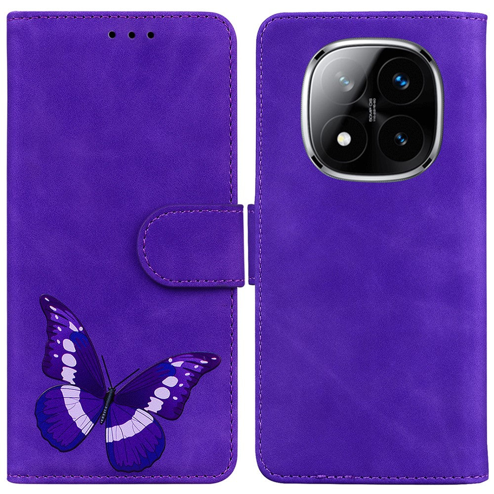 For Xiaomi Redmi Note 14 Pro 5G / Poco X7 5G Stand Case PU Leather Phone Cover Butterfly Printed