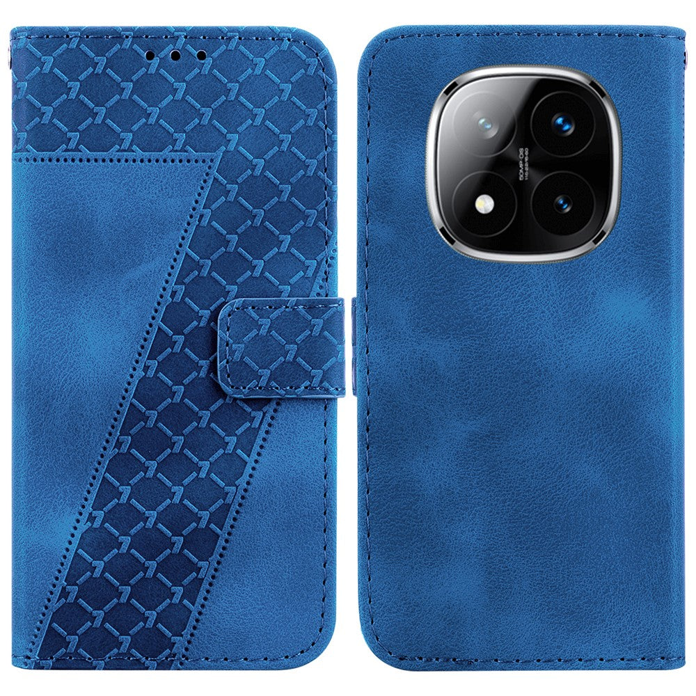 For Xiaomi Redmi Note 14 Pro 5G / Poco X7 5G Stand Case 7-Shaped Pattern Imprint Leather Phone Cover