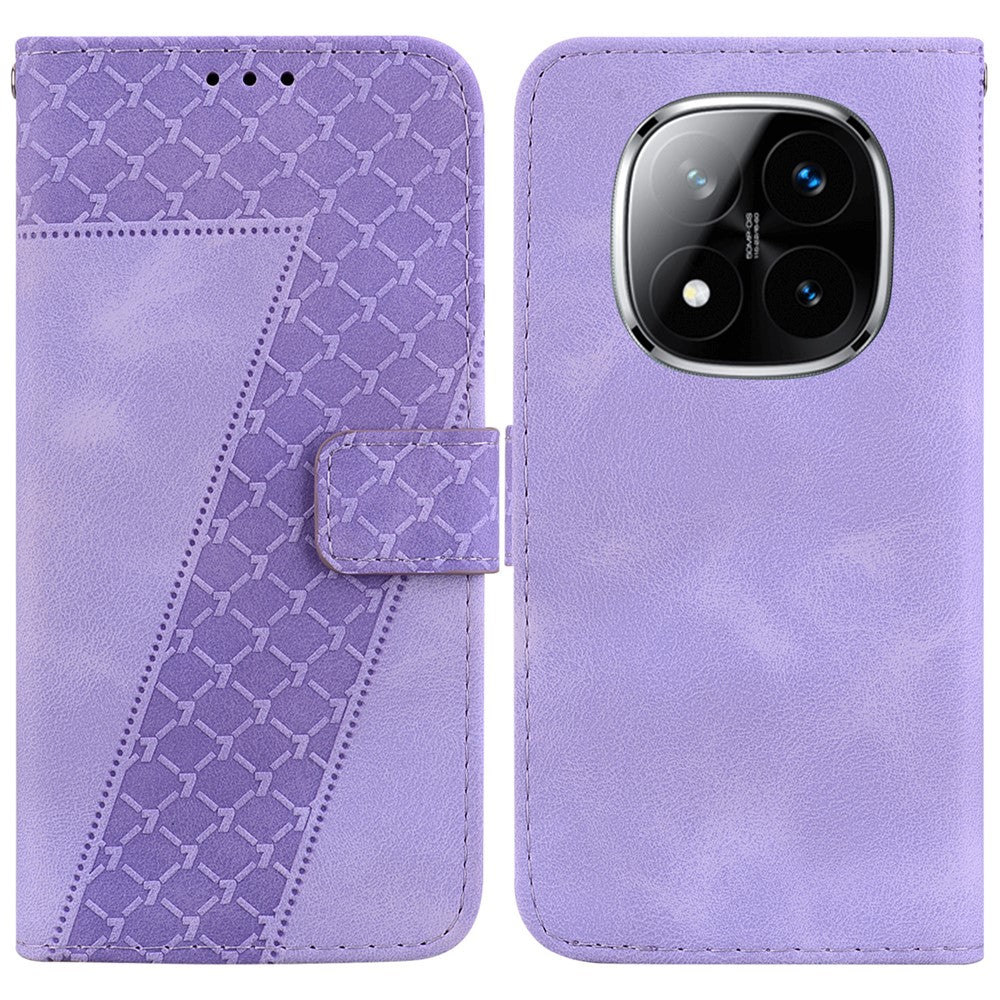 For Xiaomi Redmi Note 14 Pro 5G / Poco X7 5G Stand Case 7-Shaped Pattern Imprint Leather Phone Cover