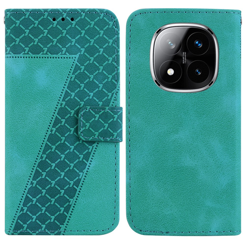 For Xiaomi Redmi Note 14 Pro 5G / Poco X7 5G Stand Case 7-Shaped Pattern Imprint Leather Phone Cover
