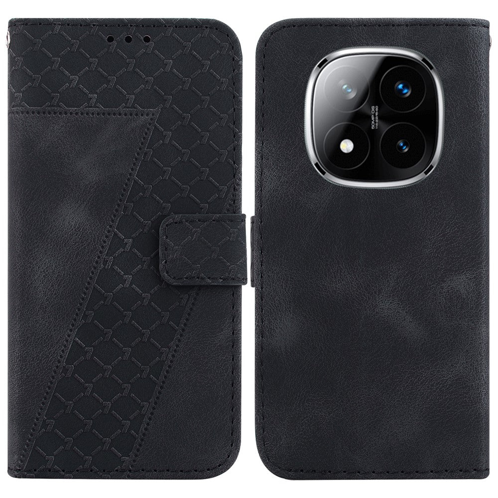 For Xiaomi Redmi Note 14 Pro 5G / Poco X7 5G Stand Case 7-Shaped Pattern Imprint Leather Phone Cover