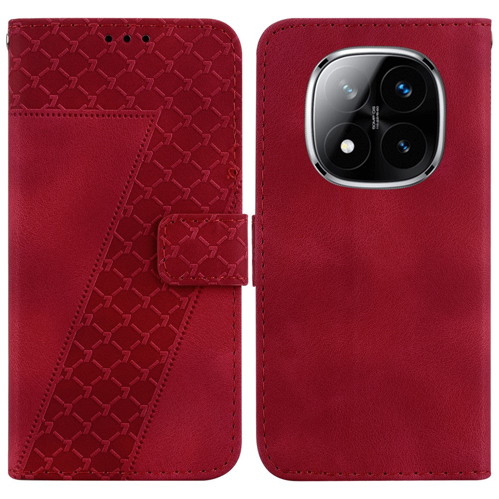 For Xiaomi Redmi Note 14 Pro 5G / Poco X7 5G Stand Case 7-Shaped Pattern Imprint Leather Phone Cover