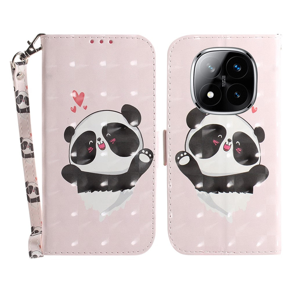 For Xiaomi Redmi Note 14 Pro 5G / Poco X7 5G Case Pattern Printing Leather Wallet Phone Cover with Wrist Strap