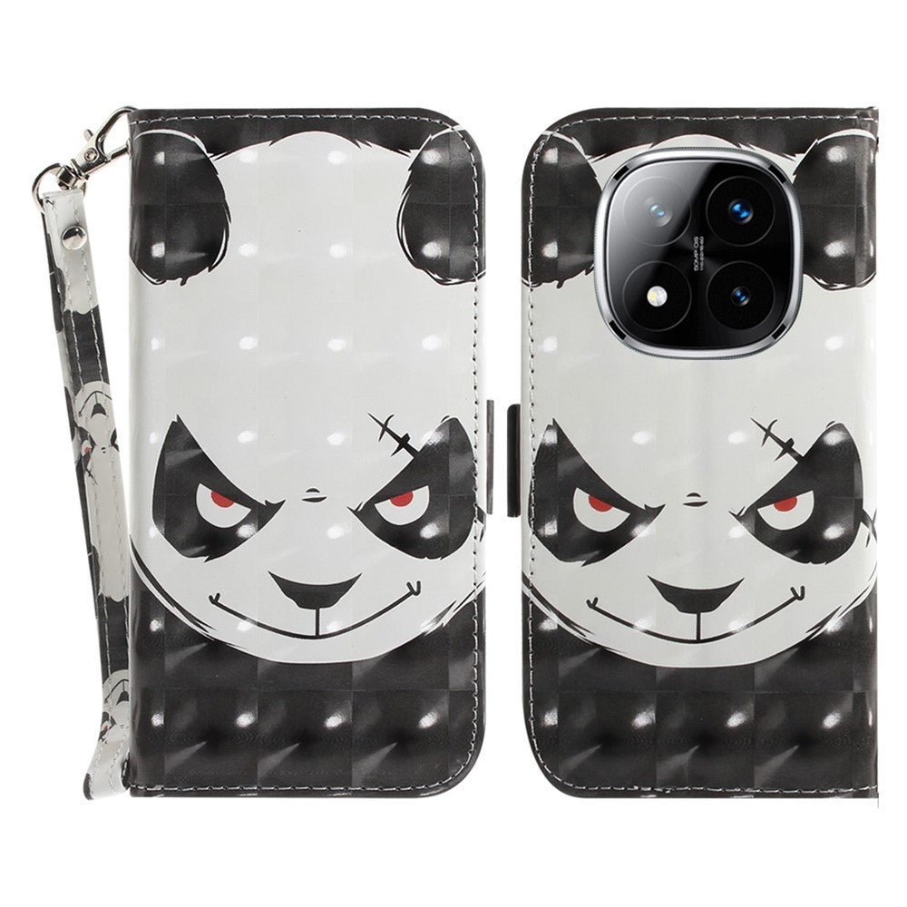 For Xiaomi Redmi Note 14 Pro 5G / Poco X7 5G Case Pattern Printing Leather Wallet Phone Cover with Wrist Strap