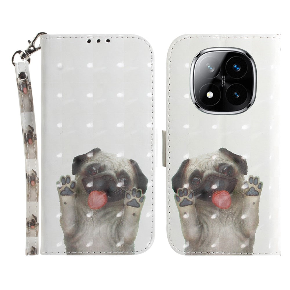 For Xiaomi Redmi Note 14 Pro 5G / Poco X7 5G Case Pattern Printing Leather Wallet Phone Cover with Wrist Strap