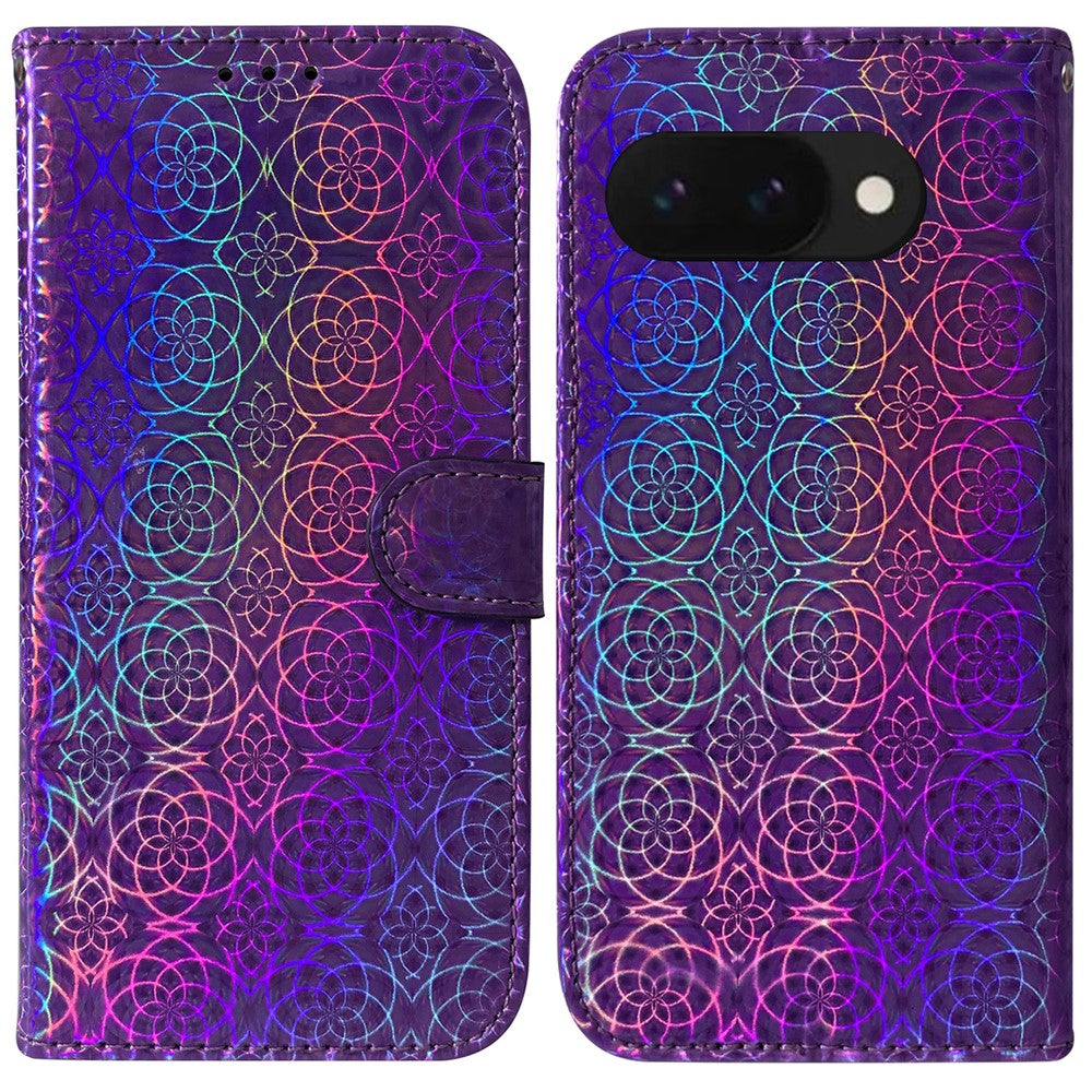 For Google Pixel 9a Stand Case Dazzling Flower Leather Phone Cover