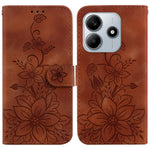 For Xiaomi Redmi Note 14 5G Case Lily Flower Imprint Leather Phone Cover with Stand