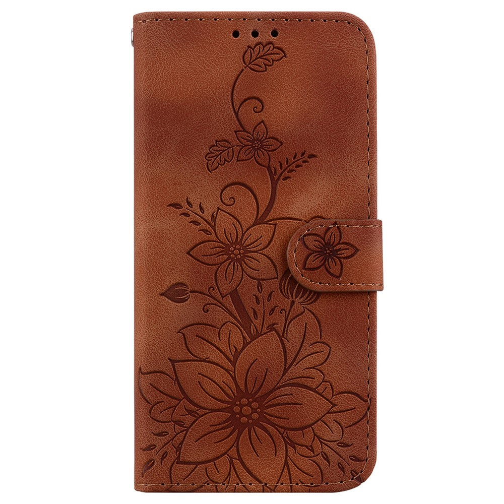 For Xiaomi Redmi Note 14 5G Case Lily Flower Imprint Leather Phone Cover with Stand