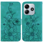 For Xiaomi Redmi Note 14 5G Case Lily Flower Imprint Leather Phone Cover with Stand