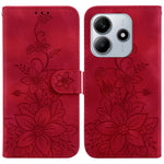 For Xiaomi Redmi Note 14 5G Case Lily Flower Imprint Leather Phone Cover with Stand