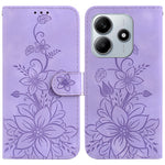 For Xiaomi Redmi Note 14 5G Case Lily Flower Imprint Leather Phone Cover with Stand