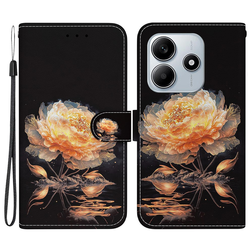 Xiaomi Redmi Note 14 5G Plånboksfodral med fallskydd i läder, fällbart mönster, tryck