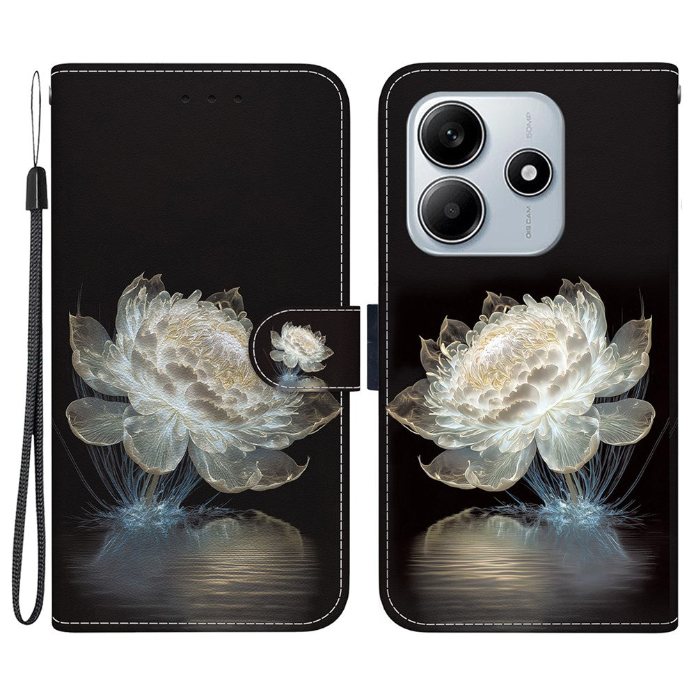 Xiaomi Redmi Note 14 5G Plånboksfodral med fallskydd i läder, fällbart mönster, tryck